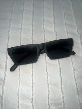 Black Rectangular Sunglasses - Sleek Matte Narrow Frame